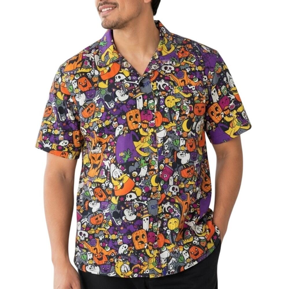 Disney Parks Halloween Mickey & Friends Button Down Shirt Size Small 2022